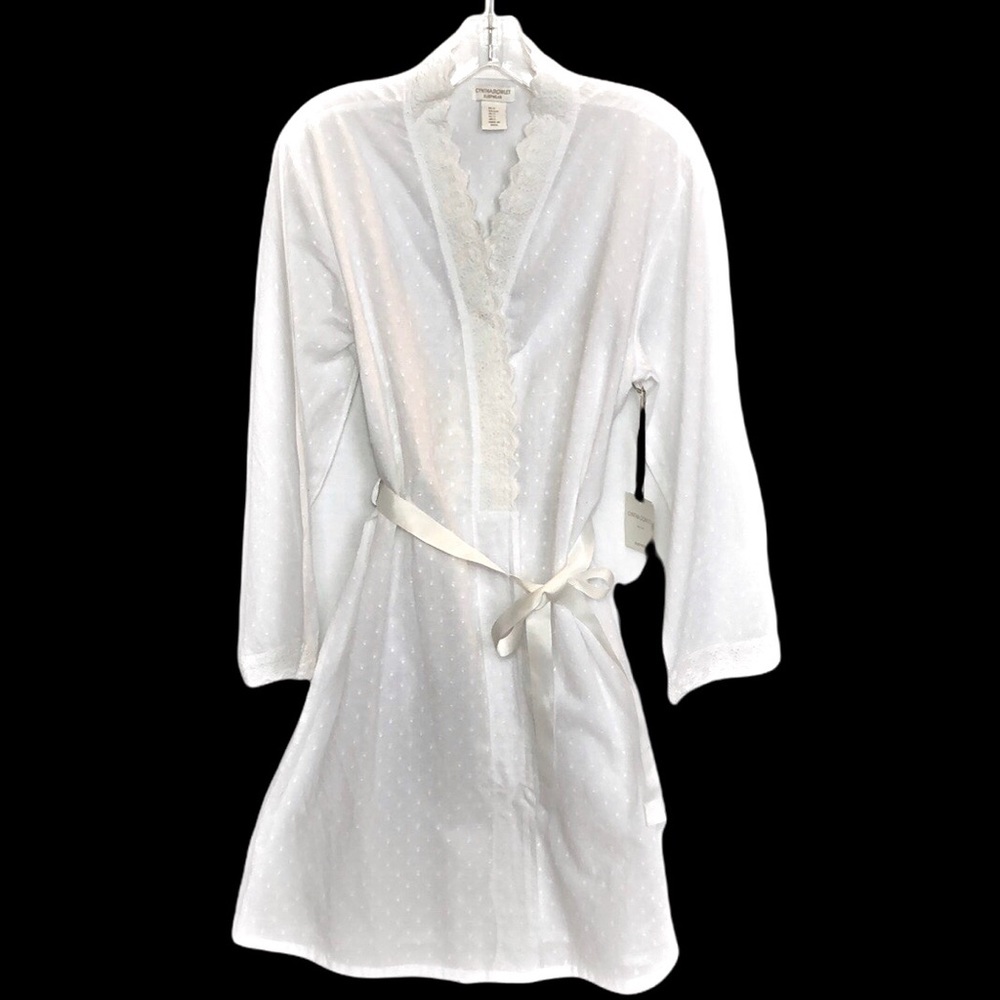 NWT Cynthia Rowley sleepwear white 100% cotton eyelet lightweight robe size S